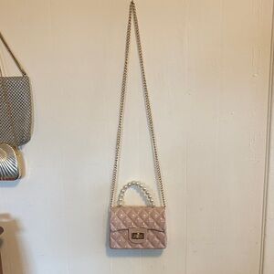 Elegant Pink jelly Quilted Handbag with chain strap
